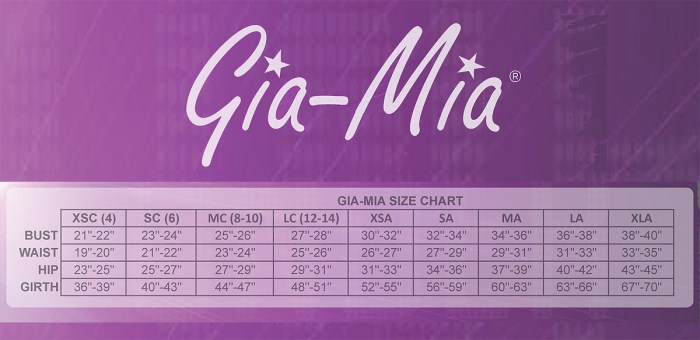 I am gia size guide